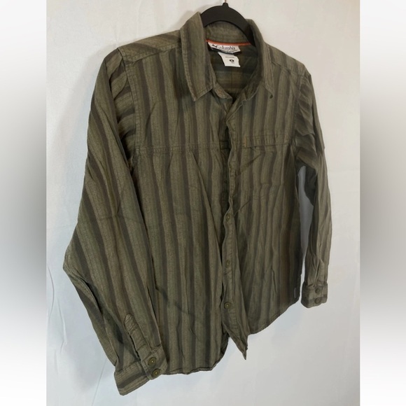 Columbia Youth Boys Longe Sleeve‎ Striped Camp Shirt Green size M Outdoors PFG - Picture 6 of 16